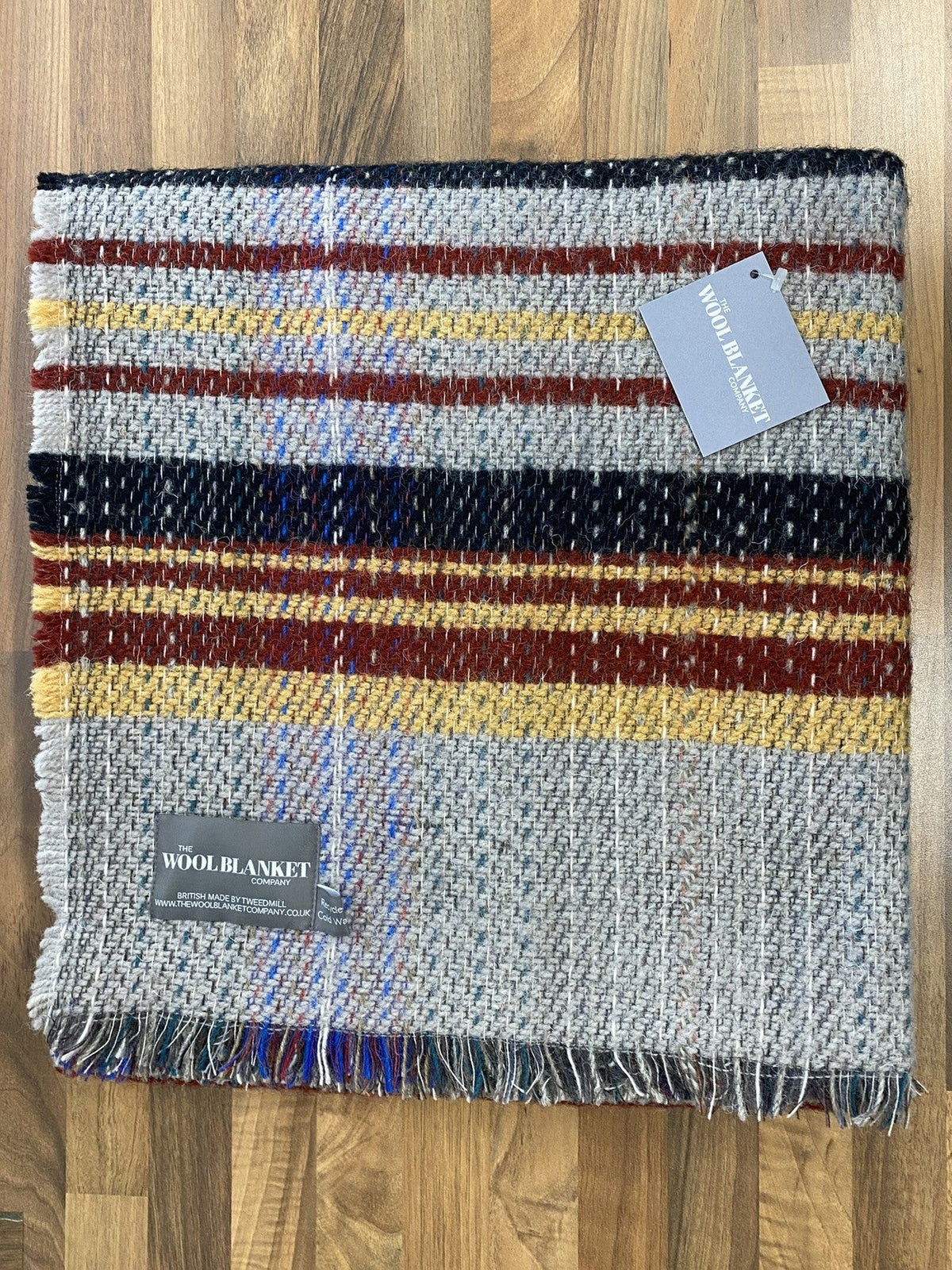 Large Checked Random Recycled Wool Blanket