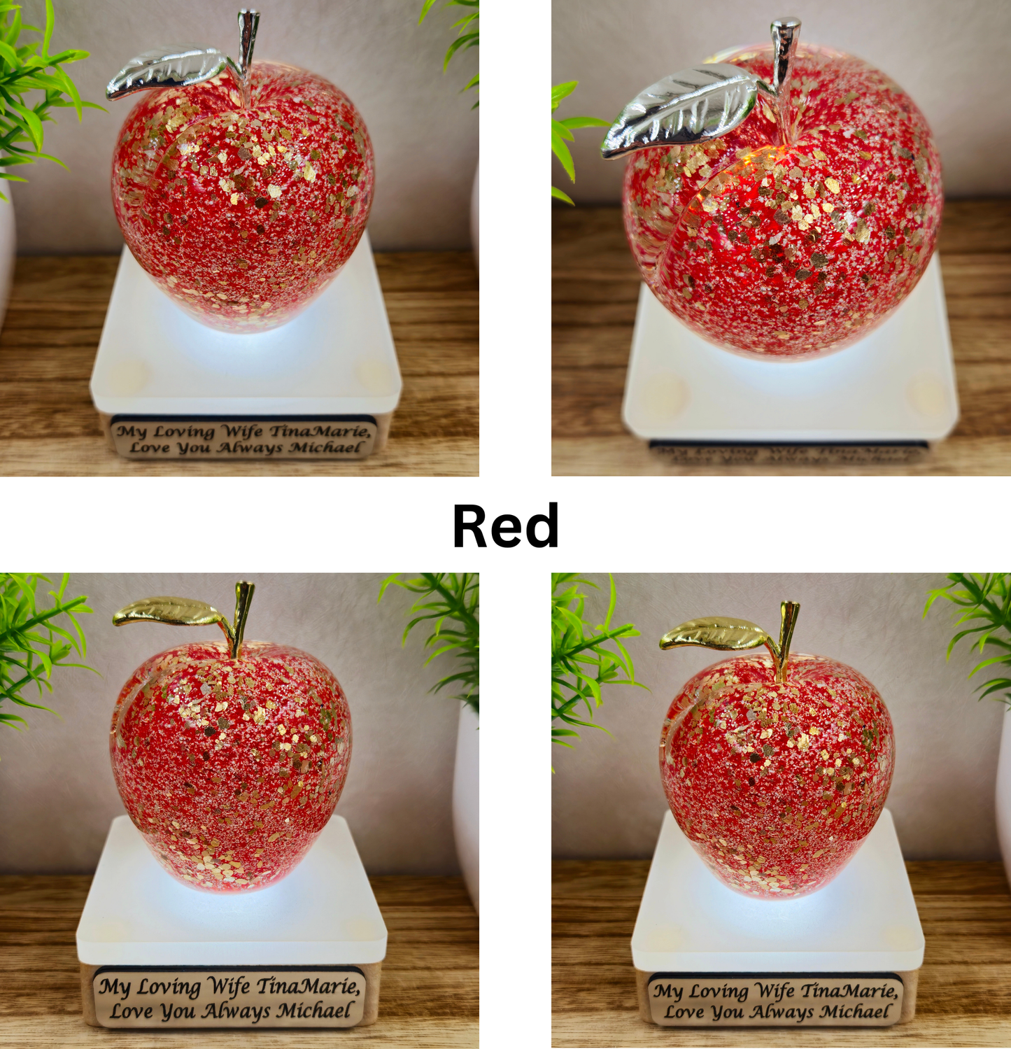 Memorial Ashes In Glass Apple (gold speckle)
