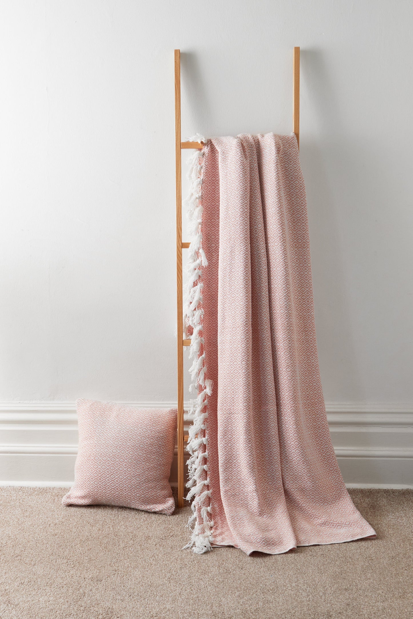 Regal Handwoven Pure Cotton Throw Blanket with Diamond Geometric Pattern Eco-Friendly Durable Bedspread Sofa Cover in Multiple Sizes by OLIVIA ROCCO