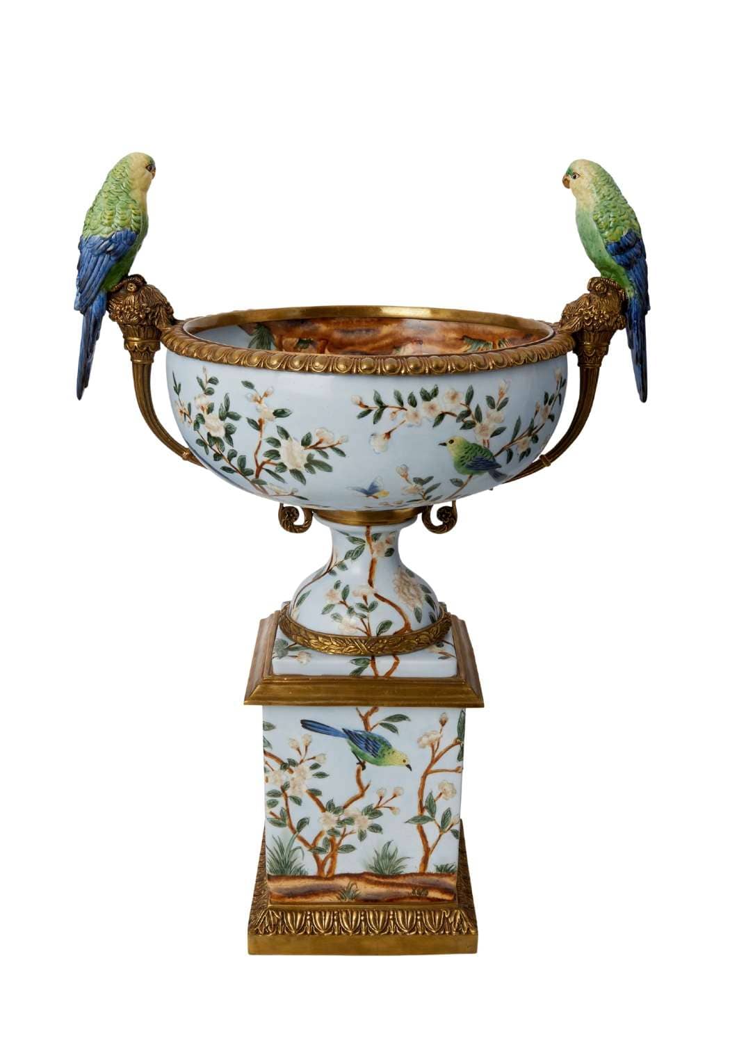 Regency Style Pillar Urn with Bowl and Birds