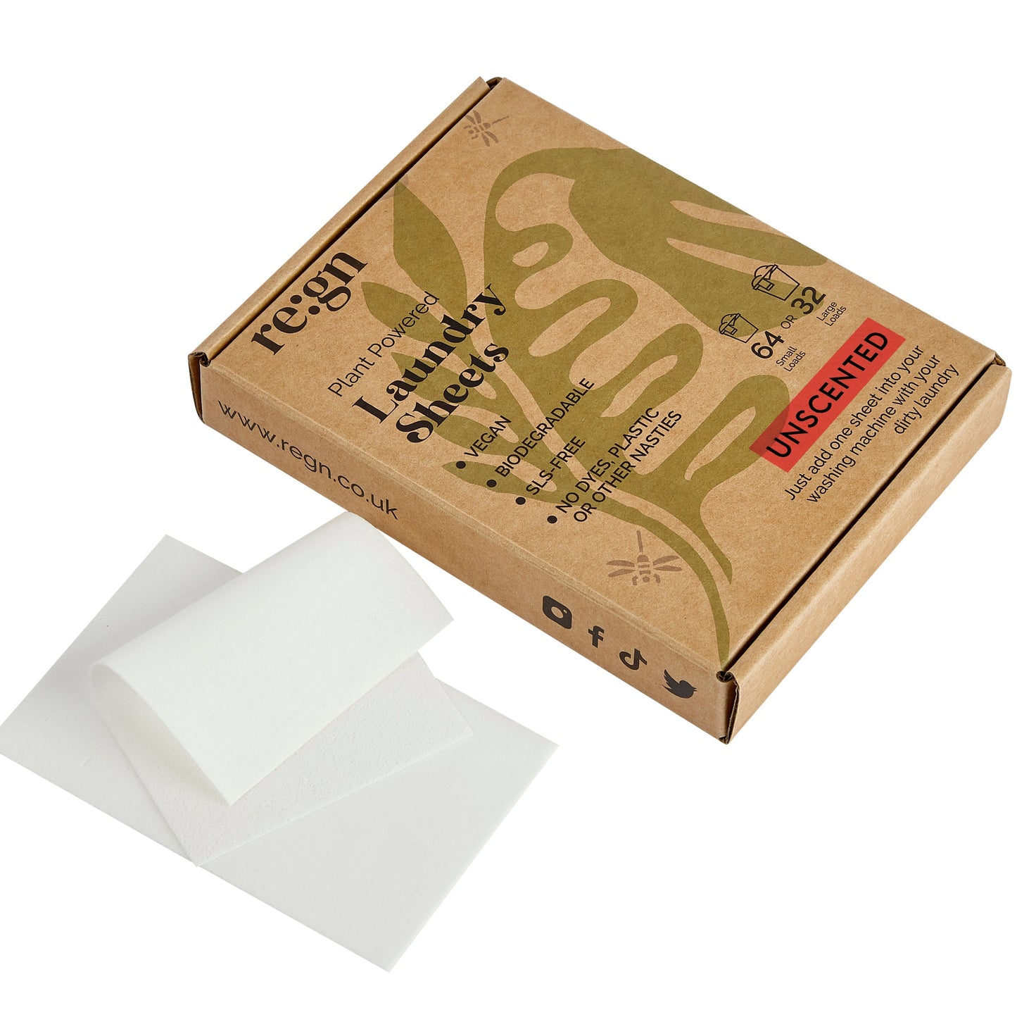 Re:gn Laundry Detergent Sheets | Plastic-Free, Eco-Friendly Washing | 64 Sheets
