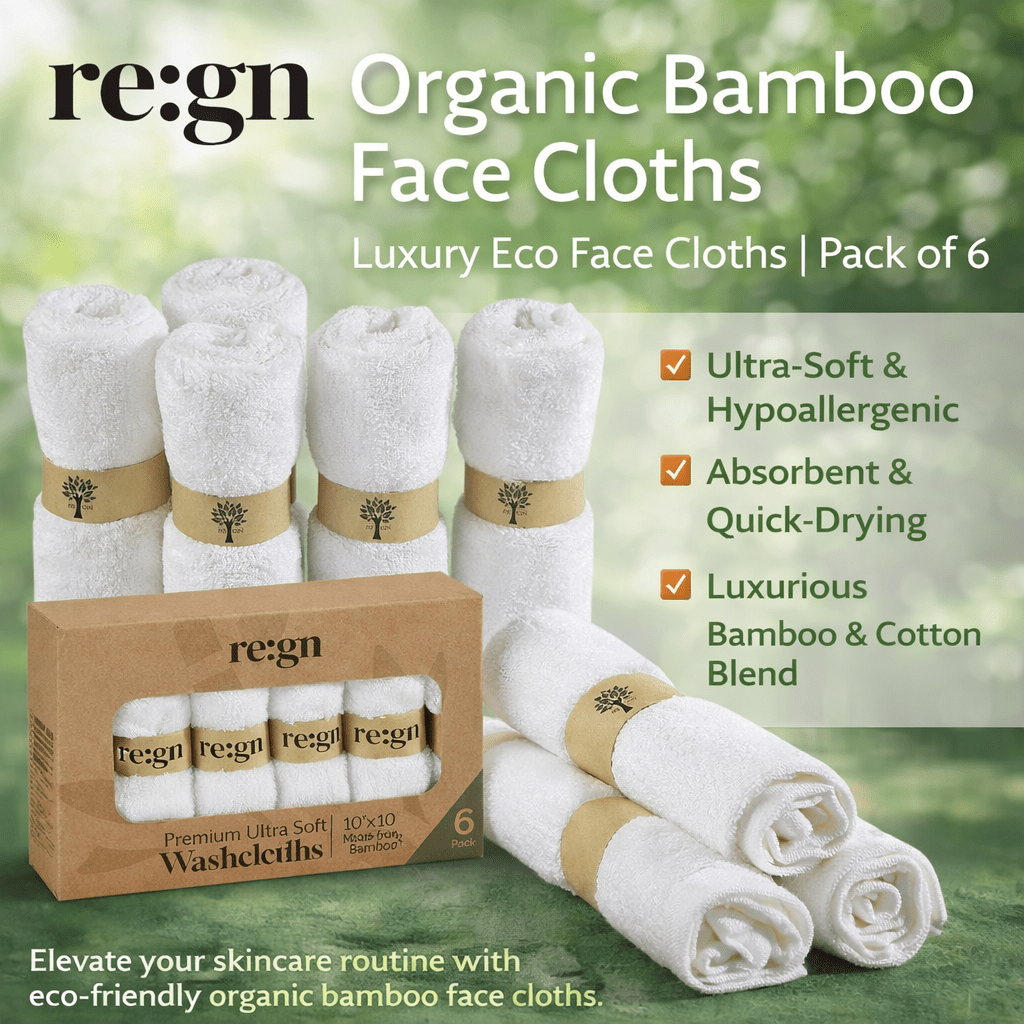 Organic Bamboo Face Cloths - 6 Pack