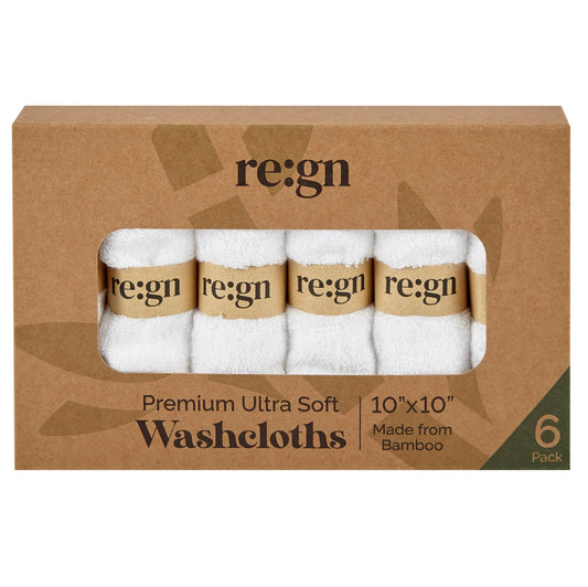 Organic Bamboo Face Cloths - 6 Pack