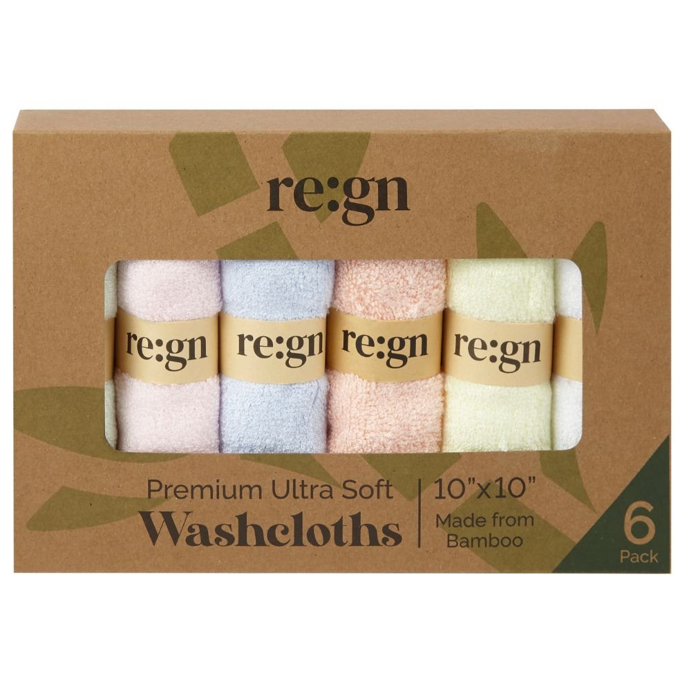 Organic Bamboo Face Cloths - 6 Pack