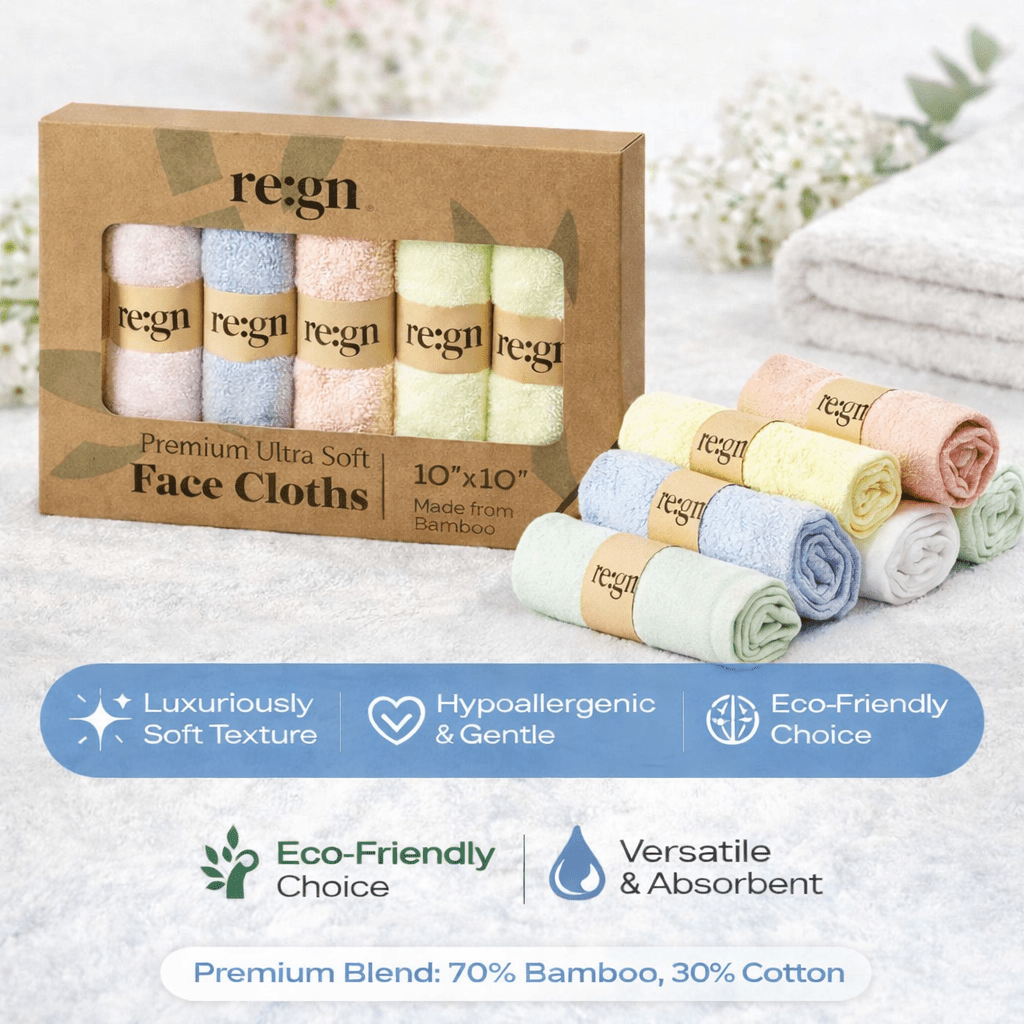 Organic Bamboo Face Cloths - 6 Pack