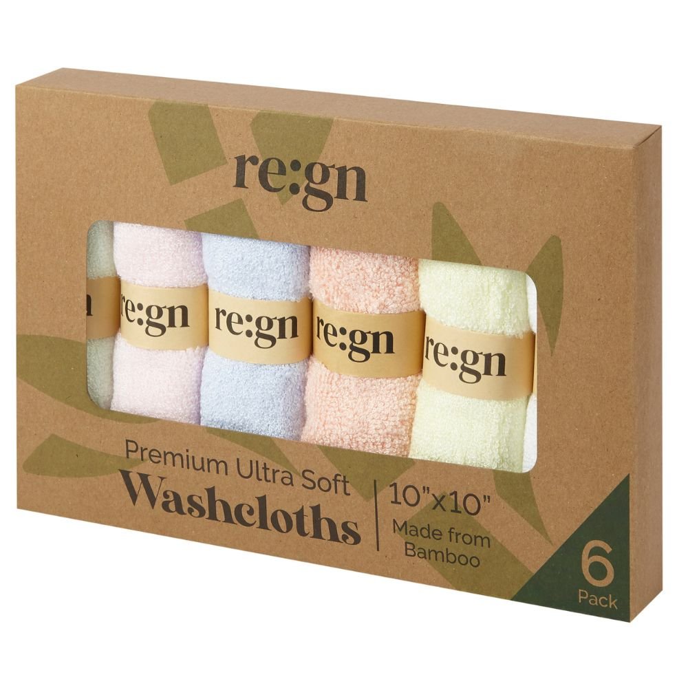 Organic Bamboo Face Cloths - 6 Pack