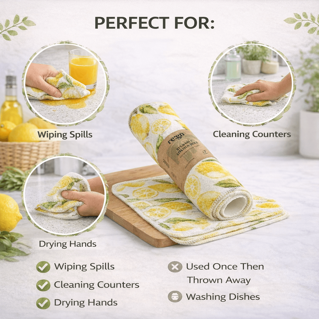Reusable Kitchen Roll | 7 x 100% Organic Cotton Sheets & Cardboard Roll