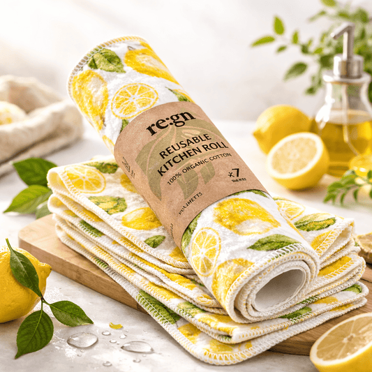 Reusable Kitchen Roll | 7 x 100% Organic Cotton Sheets & Cardboard Roll
