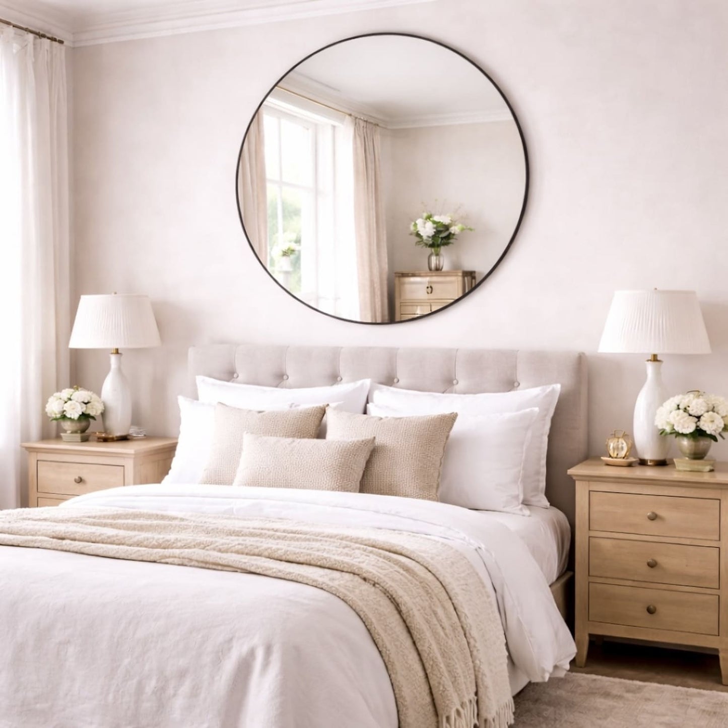 Rei - Extra Large Round Black Metal Circle Mirror - 120cm x 120cm