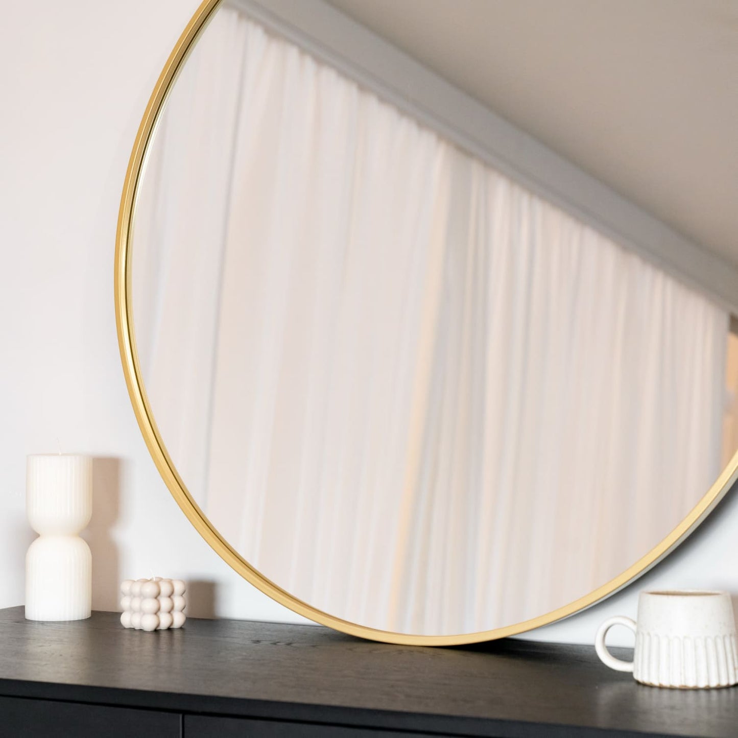 Rei - Large Round Gold Metal Circle Mirror - 90cm x 90cm