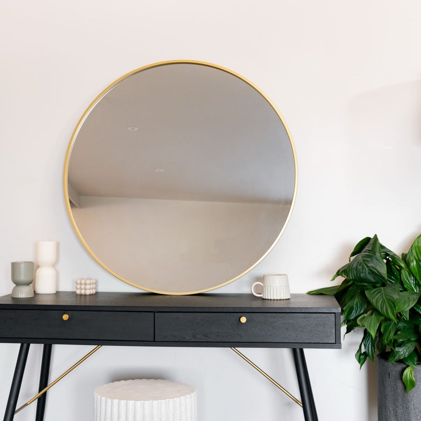 Rei - Large Round Gold Metal Circle Mirror - 90cm x 90cm