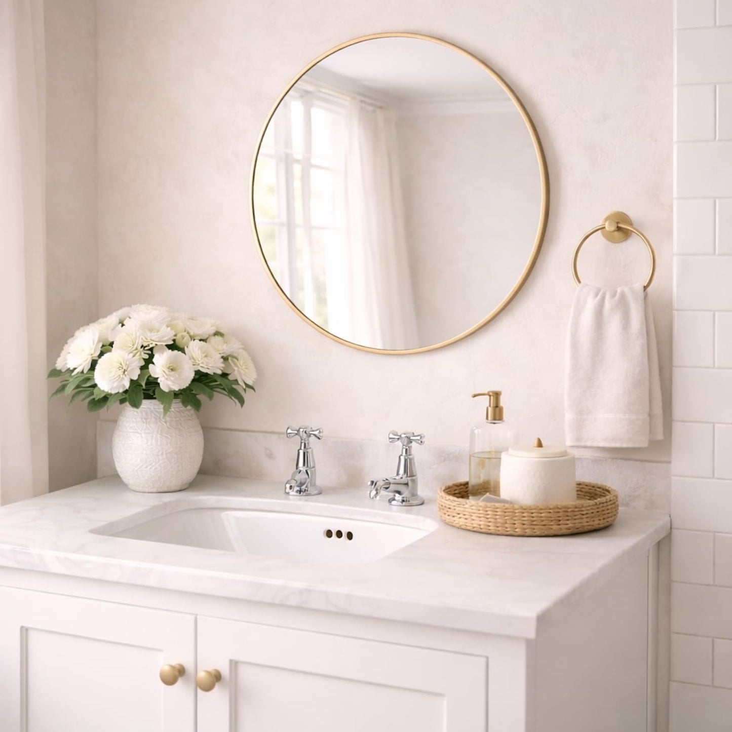 Rei - Round Gold Metal Circle Mirror - 50cm x 50cm