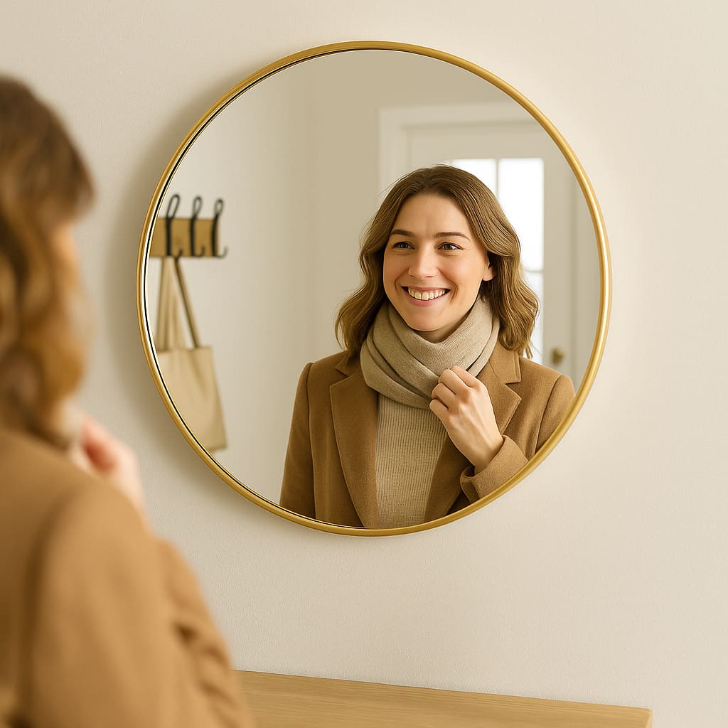 Rei - Round Gold Metal Circle Mirror - 70cm x 70cm