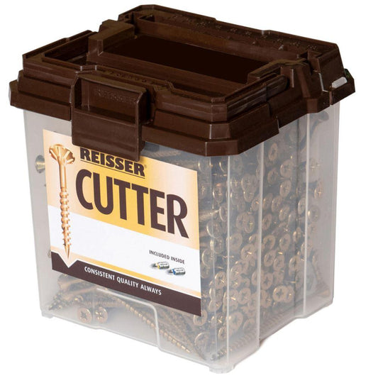 Reisser 3.5 x 25mm Cutter Countersink Woodscrew Tub - 2000 pcs with 2 Pozi Bits - 82213525PB