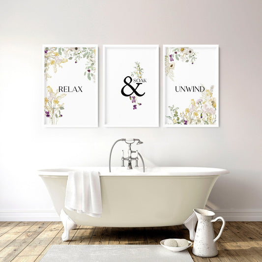 Relax Soak unwind wall art | Set of 3 art prints