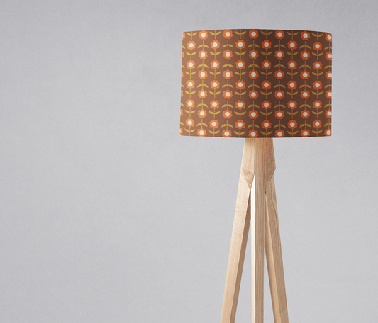 Retro Brown Floral Lampshade, Ceiling or Table Lamp Shade
