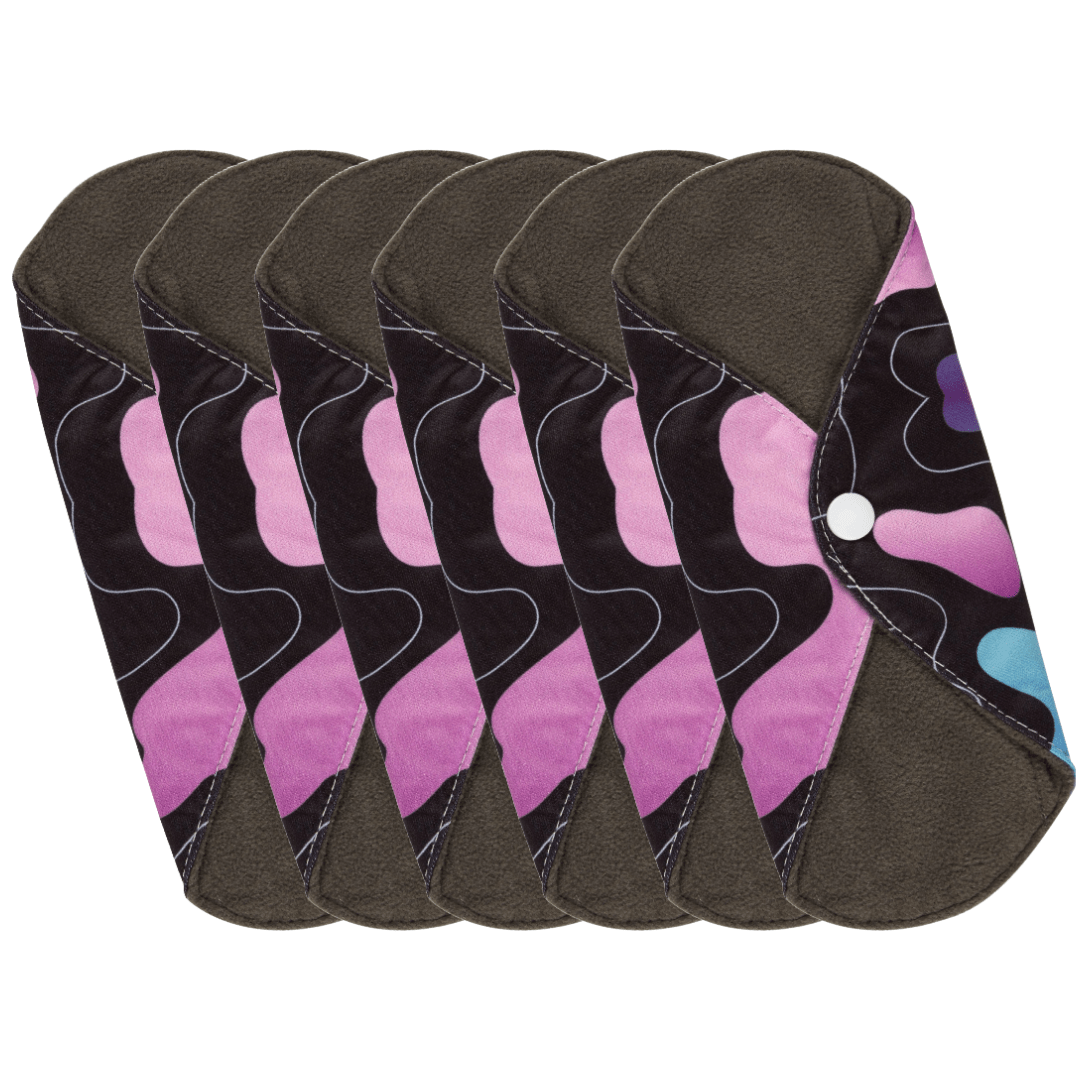 Eco Reusable Sanitary Pads - Washable Cloth Period Pads - 6 Pack