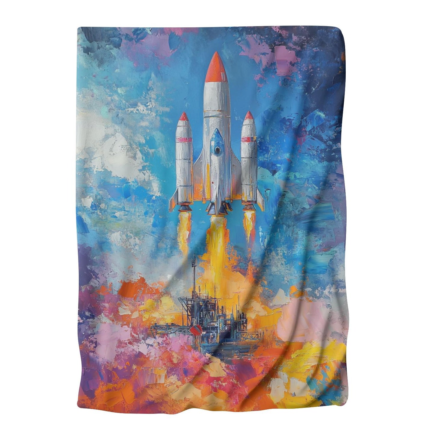 Whimsical Rockets Blanket