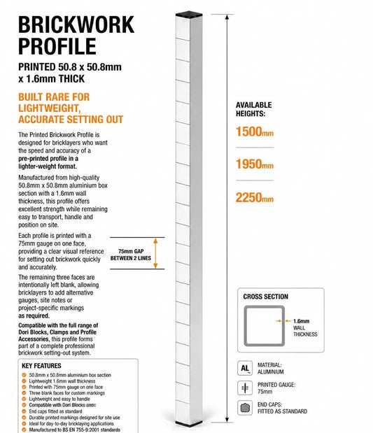 Rhinobuild Brickwork Profile Printed  50.8 x 50.8mm x 1.6mm thick