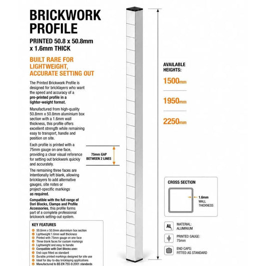 Rhinobuild Brickwork Profile Printed  50.8 x 50.8mm x 1.6mm thick