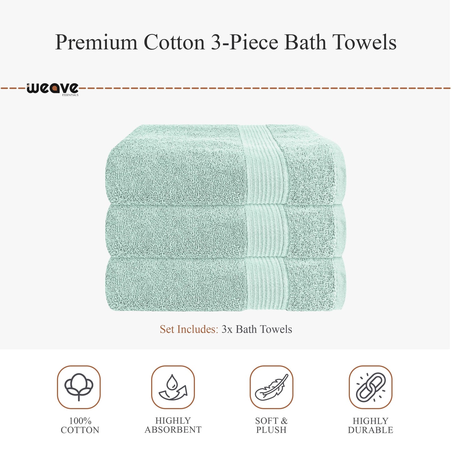 Rhodes Towel Seafoam 100% Cotton Hotel Quality Soft Super Absorbent Hand Bath Towels, Sheets & Face Cloths by OLIVIA ROCCO