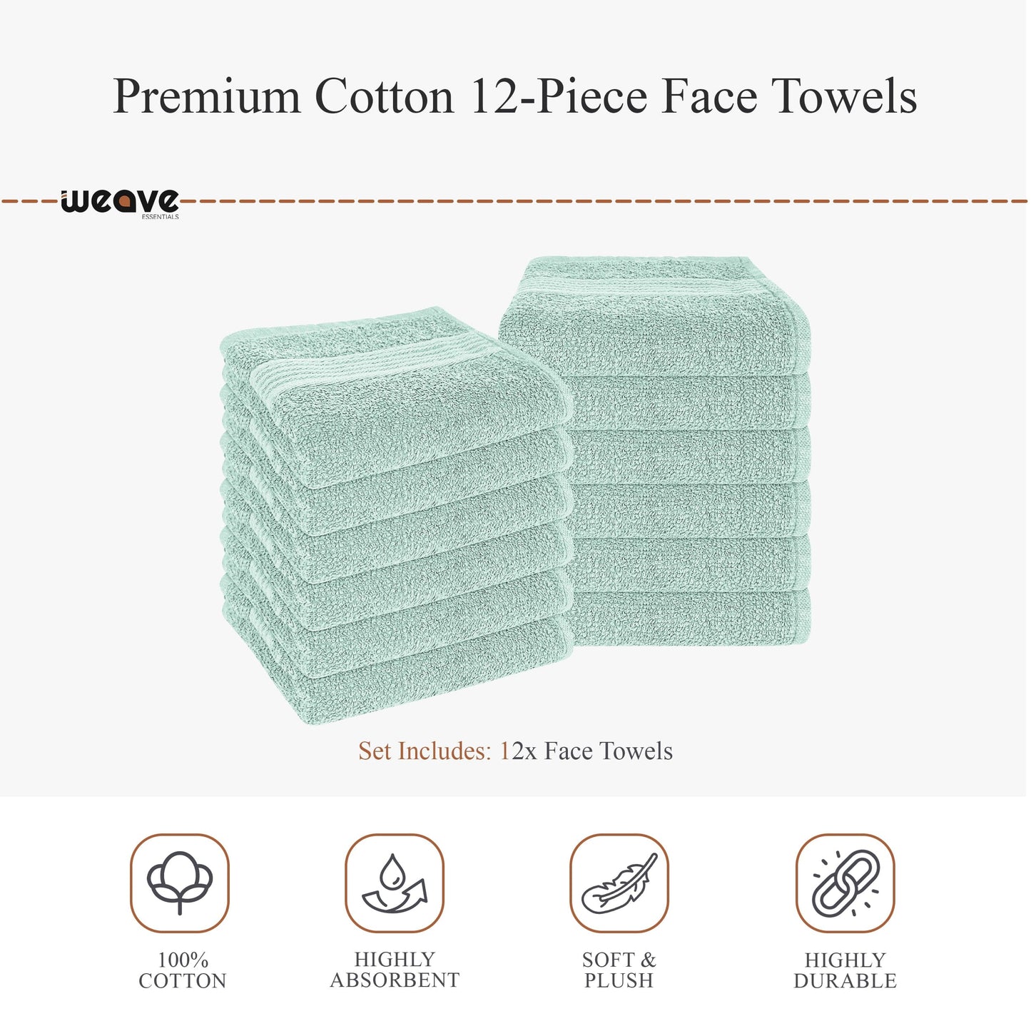 Rhodes Towel Seafoam 100% Cotton Hotel Quality Soft Super Absorbent Hand Bath Towels, Sheets & Face Cloths by OLIVIA ROCCO
