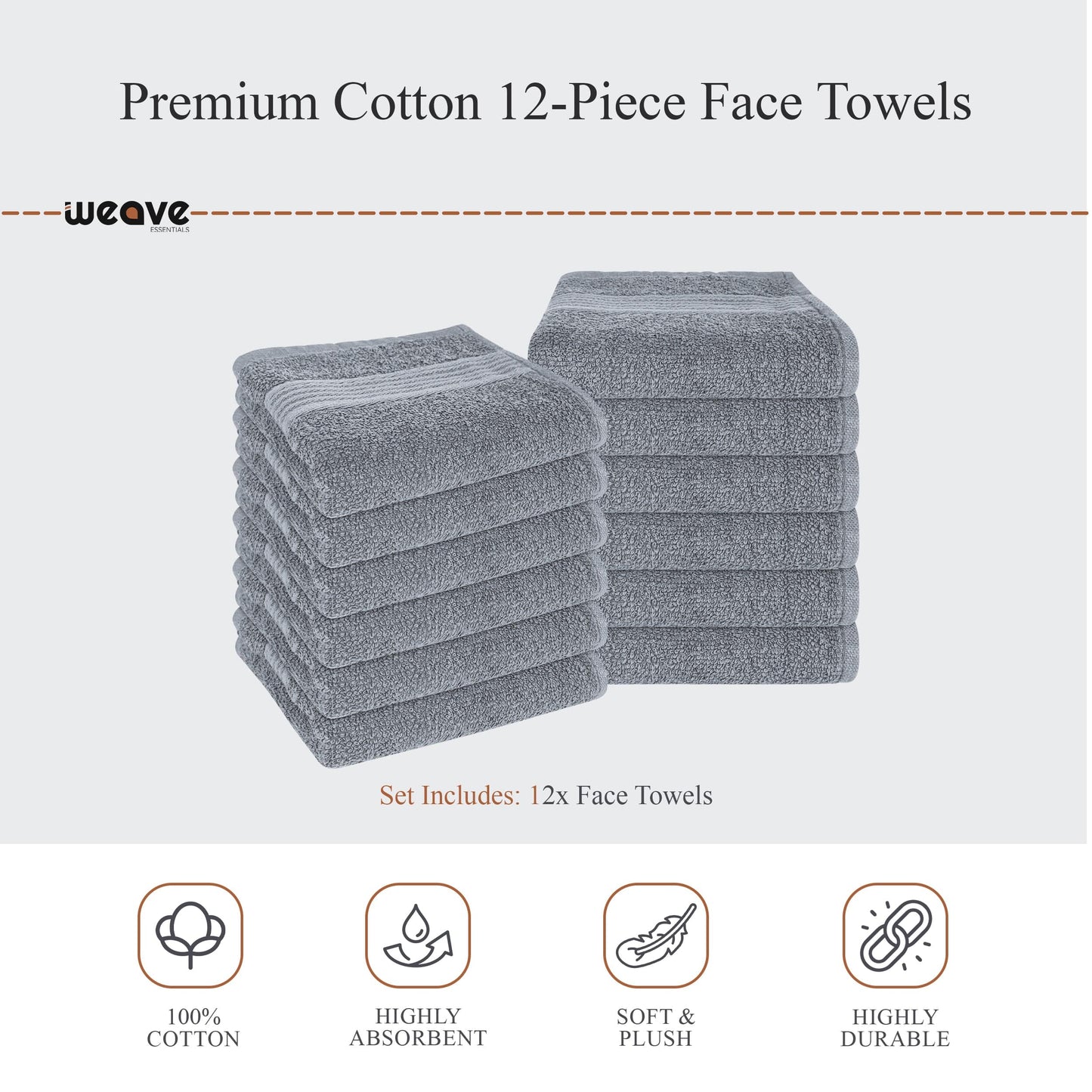 Rhodes Towel Silver 100% Cotton Hotel Quality Soft Super Absorbent Hand Bath Towels, Sheets & Face Cloths by OLIVIA ROCCO