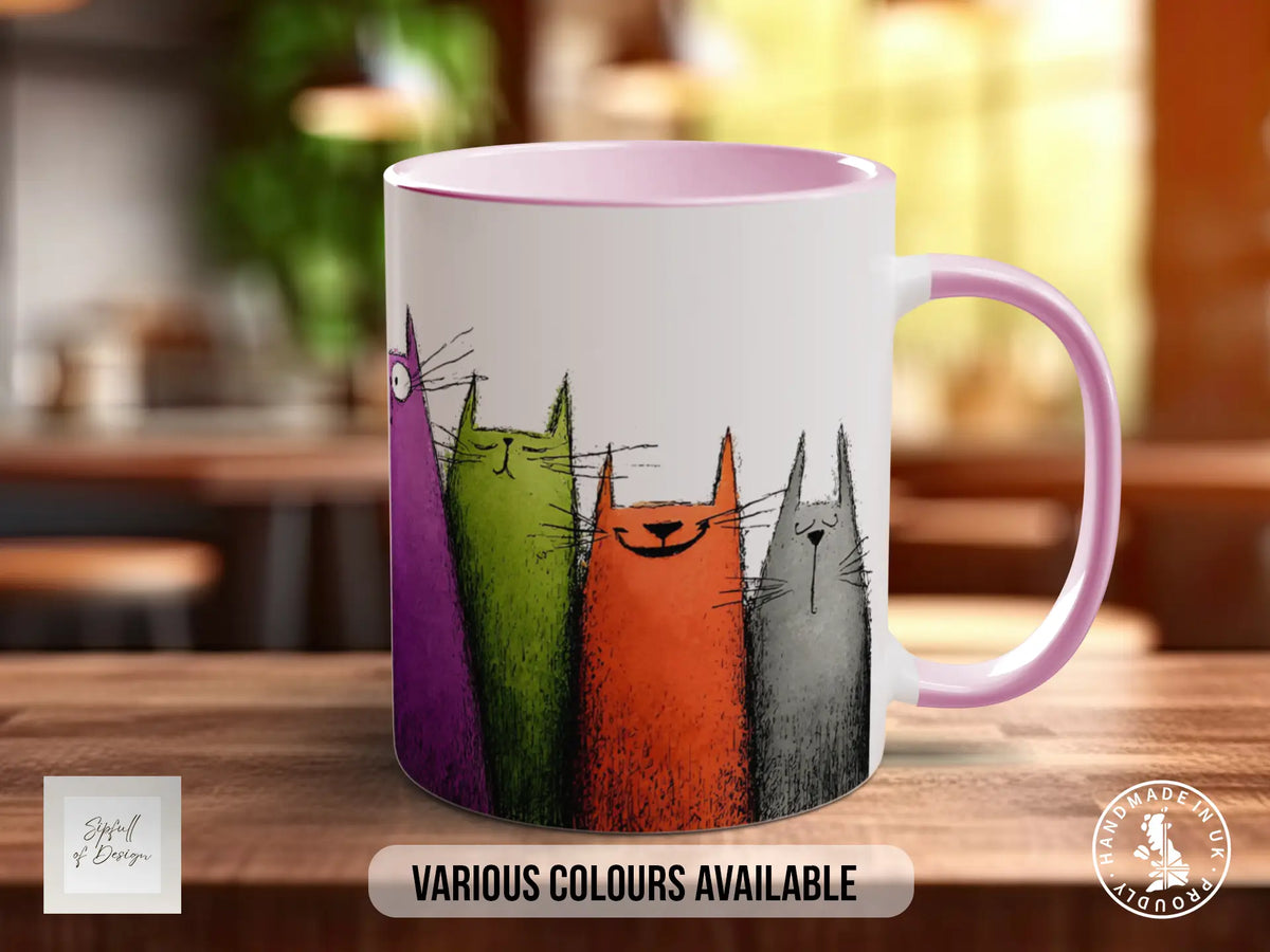 Colourful Tall Cats Mug | Playful Cat Lover Gift