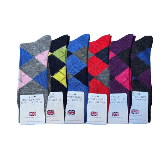 Ripley Argyle Merino Socks - 6 Pair Bundle