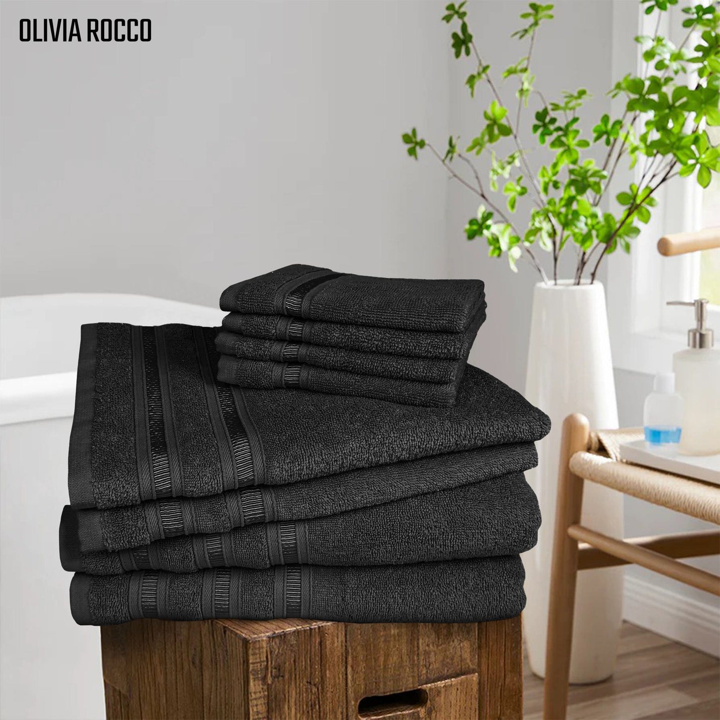 Ritz Viscose Stripe Super Soft Cotton Luxury Absorbent Towels, Jumbo Bath Sheet Packs & Towel Bale Sets Available by OLIVIA ROCCO