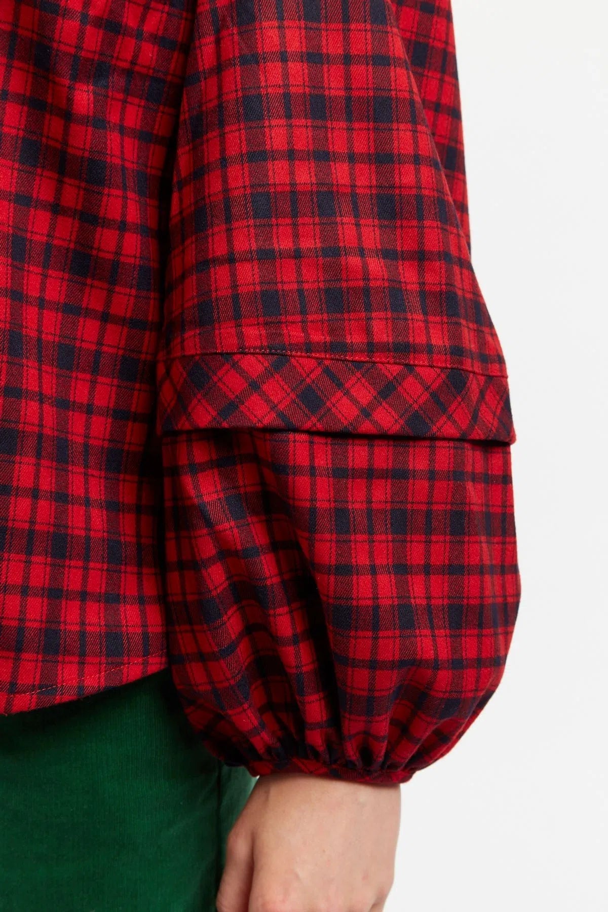 Rivka Winter Gingham Long Sleeve Blouse in Red and Black