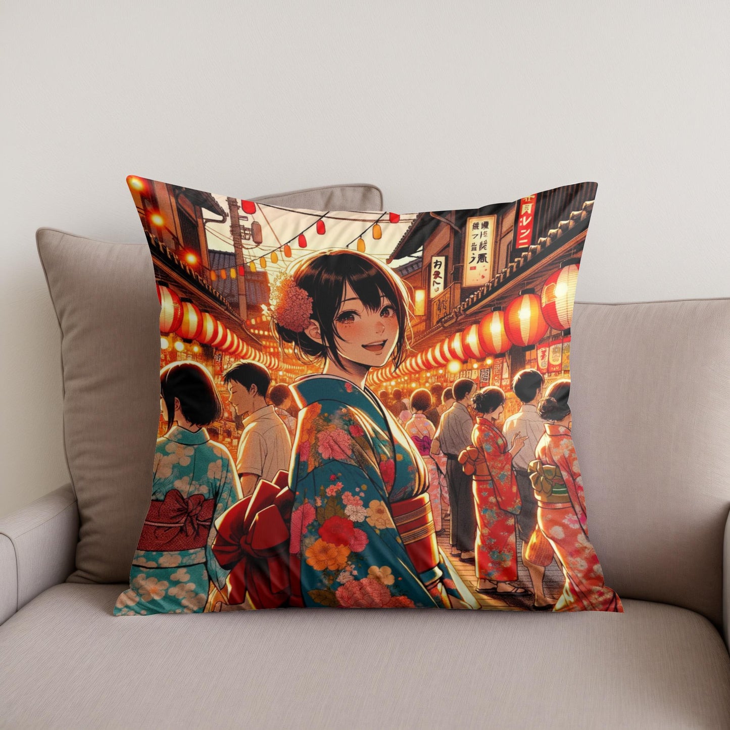 Festive Yukata Joy Cotton Cushion