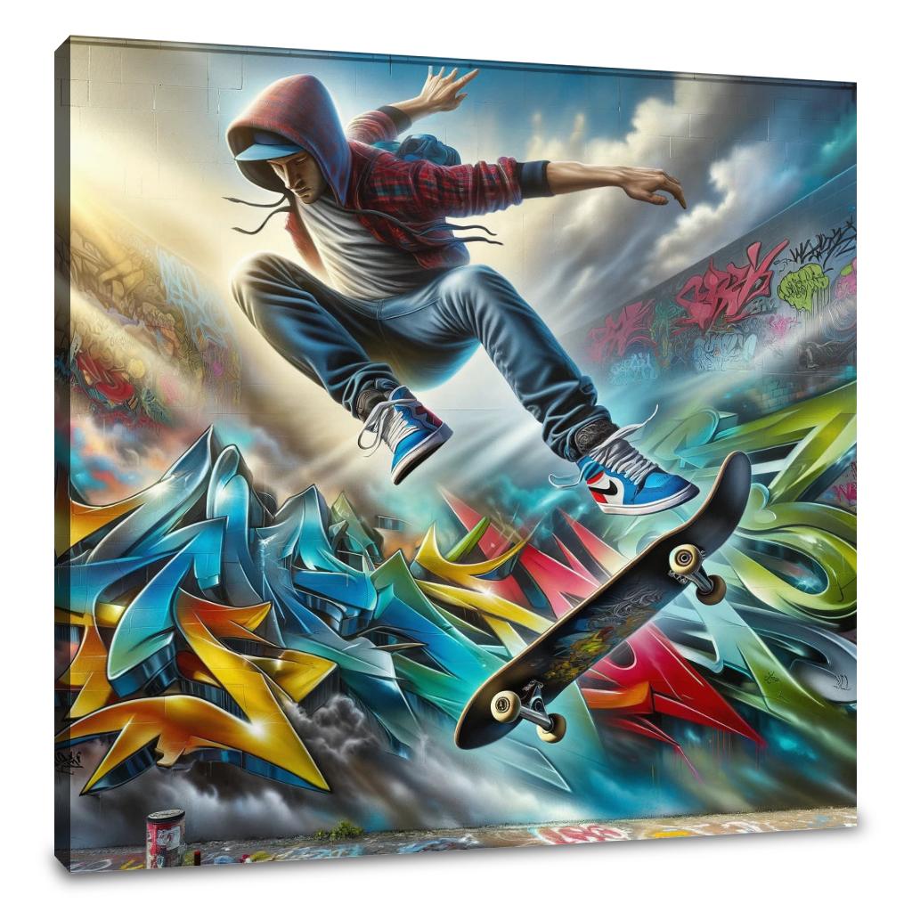 Hyper-Real Graffiti Skate Canvas