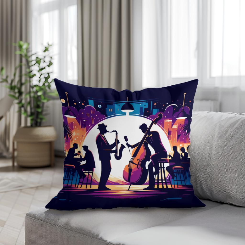 Midnight Jazz Rhythms Cotton Cushion