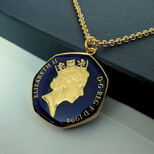 D-Day Fifty Pence - Enamelled Coin Necklace