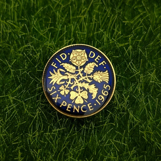 Sixpence (1953-1967) - Enamelled Coin Golf Ball Marker