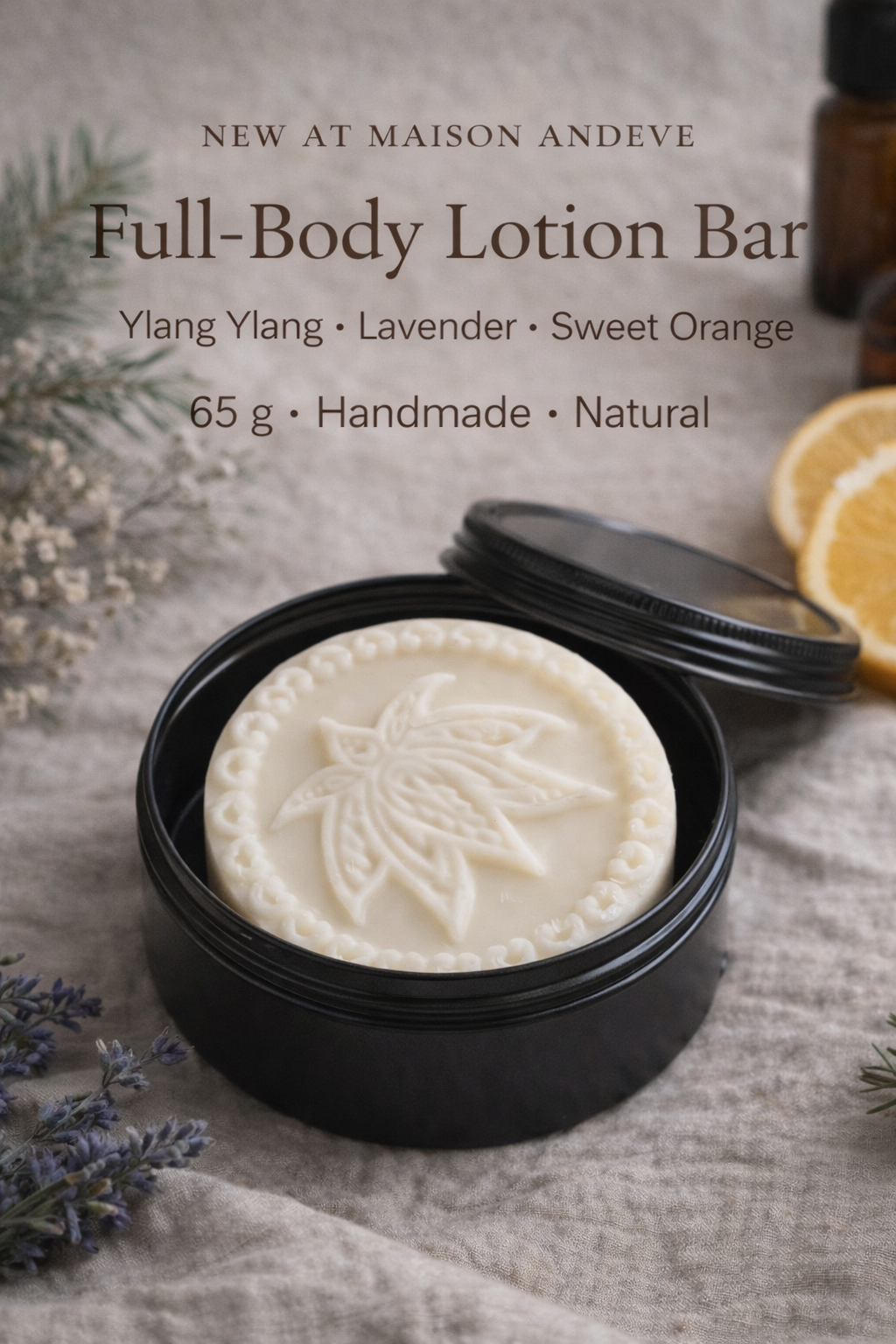 🌿 Maison Andeve|Daily Nourish Body Bar 65g |Calm Bloom Natural Solid Moisturiser