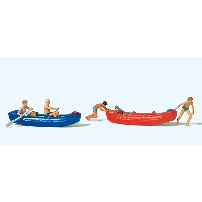 Youths (4) and Canoes (2) Terrarium Figures 10705