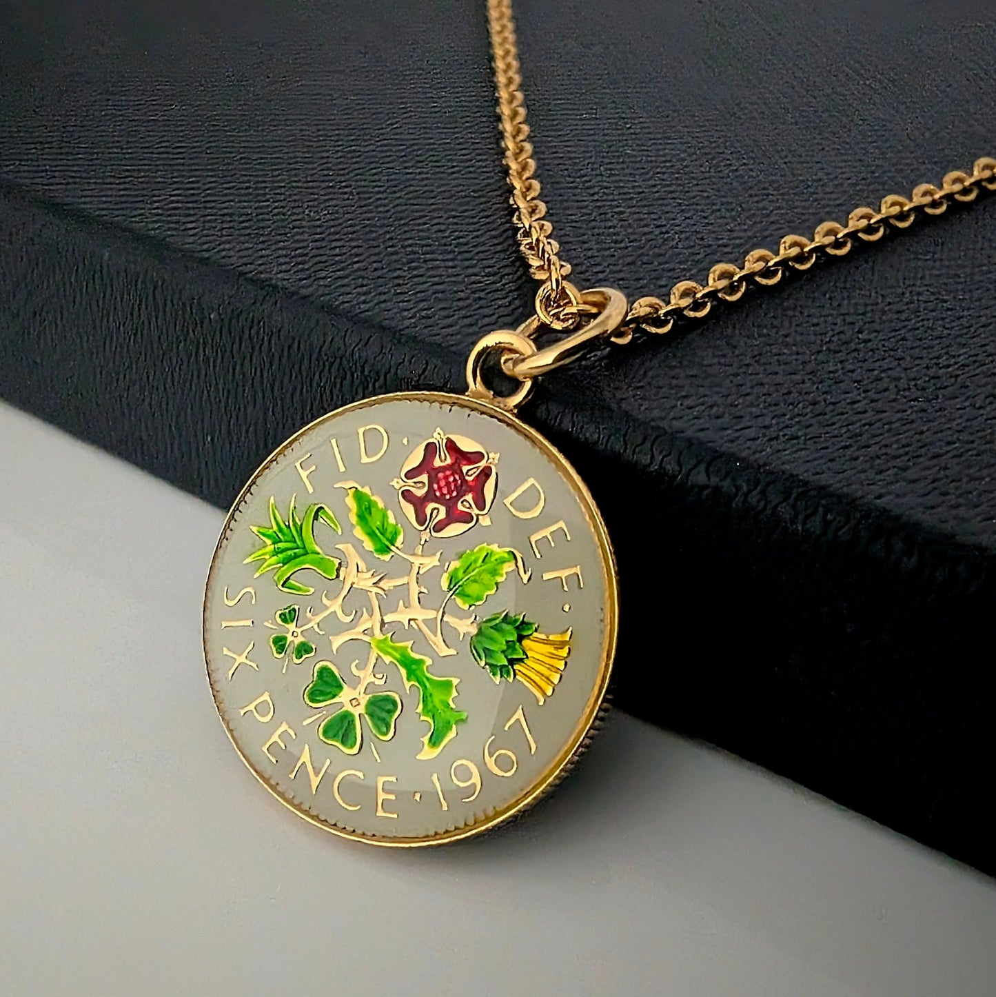 Sixpence (1953-1967) - Enamelled Coin Necklace