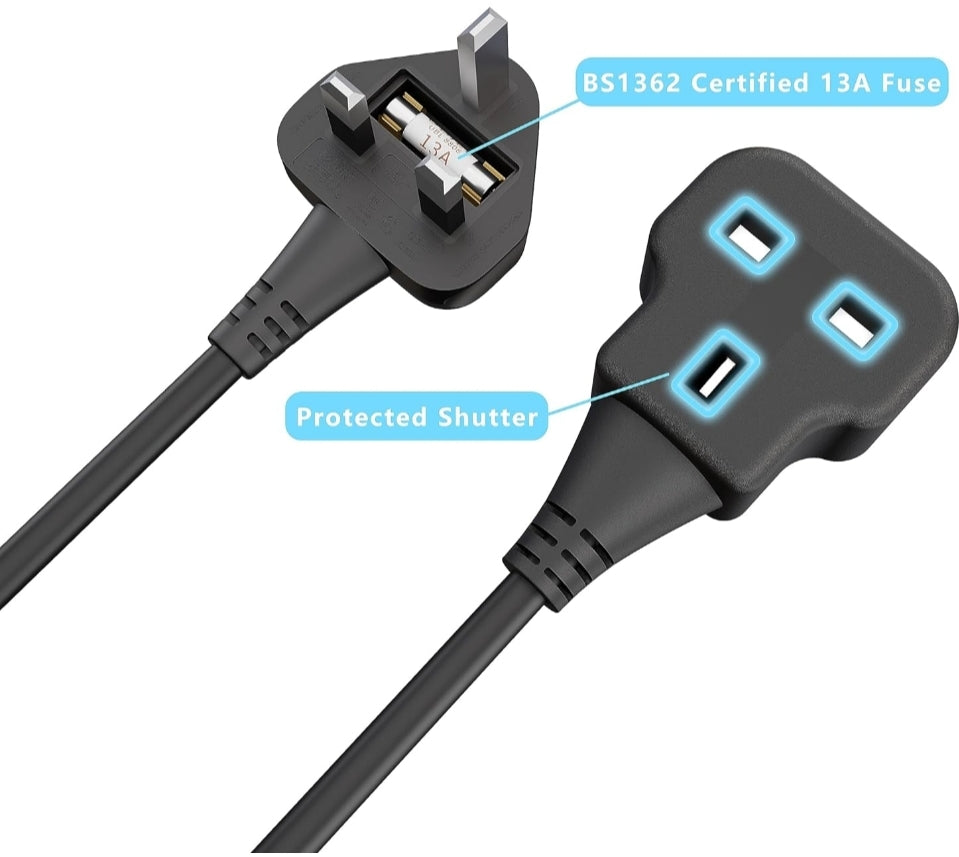 Double Socket Power Extension Cable - 5M / 16FT