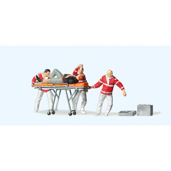 Paramedics (3) with Injured on Trolley Terrarium Figure Set 10532