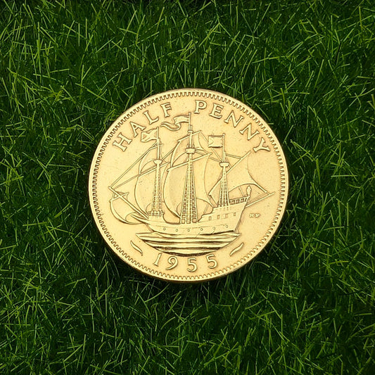 Halfpenny (1937-1967) - Gold Plated Coin Golf Ball Marker