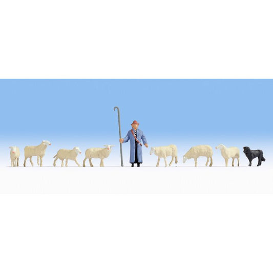 Shepard (1), Sheep (7) and Sheepdog (1) Terrarium Figures - 15748