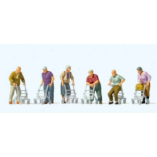 Elderly People with Walkers (6) Terrarium Figures 10718