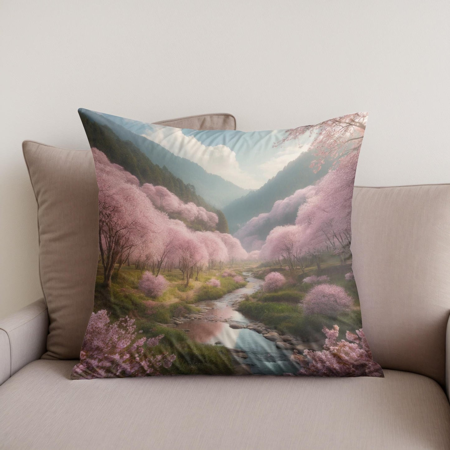 Cherry Blossom Valley Cotton Cushion