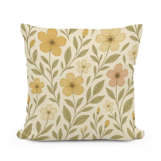 Golden Petals Cotton Cushion