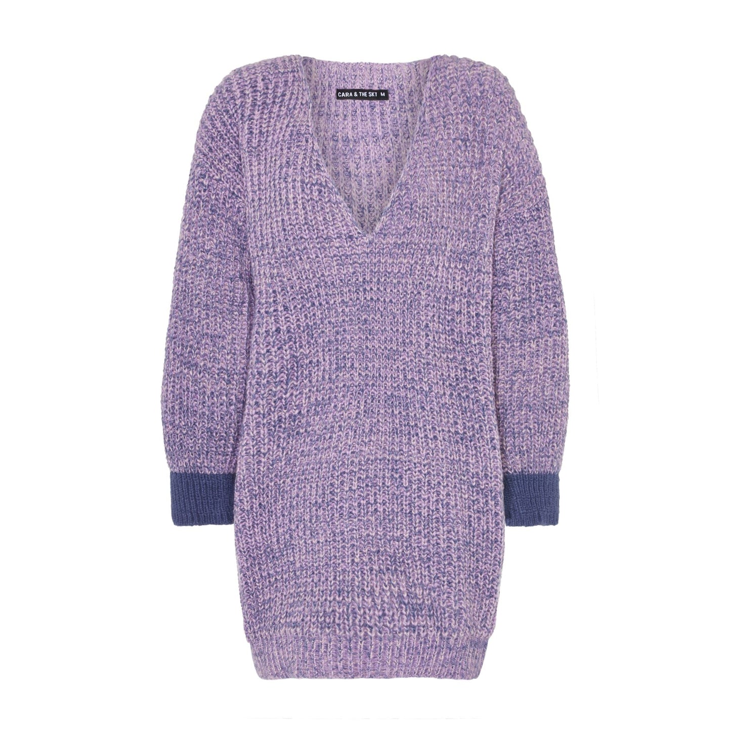 Rosie V Neck Twist Tunic Knit Jumper - Lilac