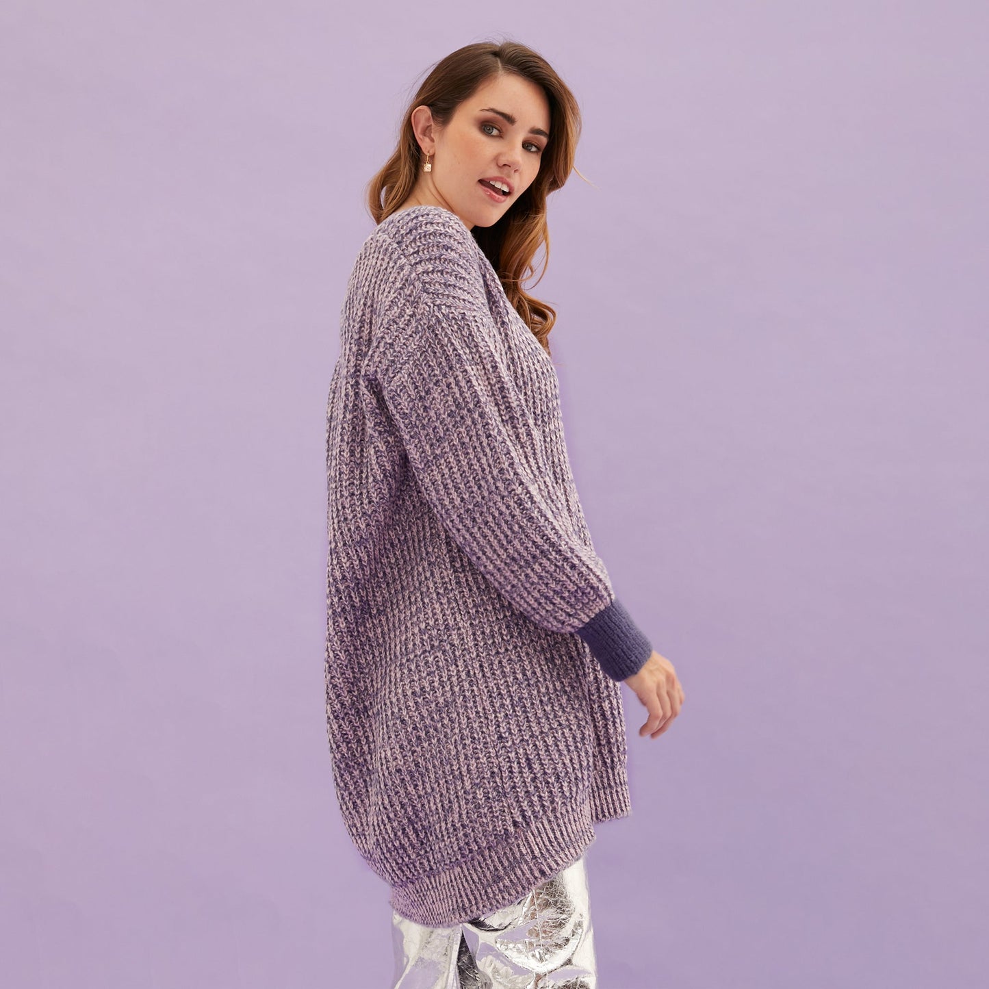 Rosie V Neck Twist Tunic Knit Jumper - Lilac