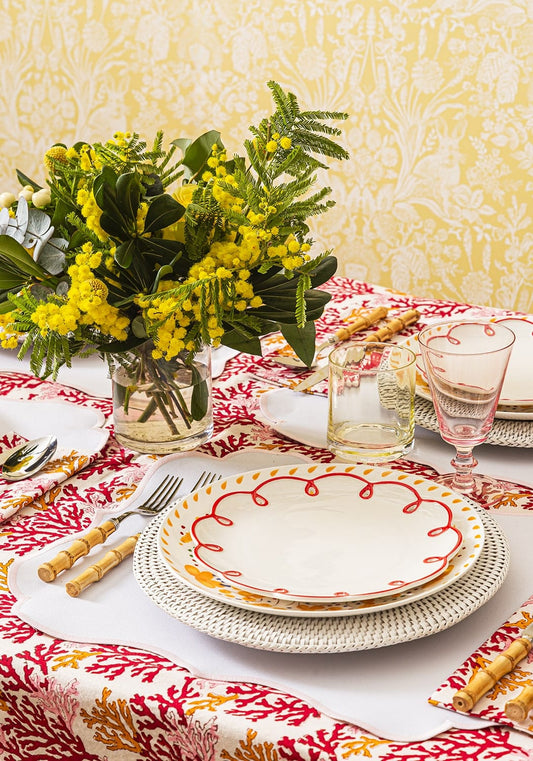 Rosy Red Scalloped Dessert Plate - Set of 4