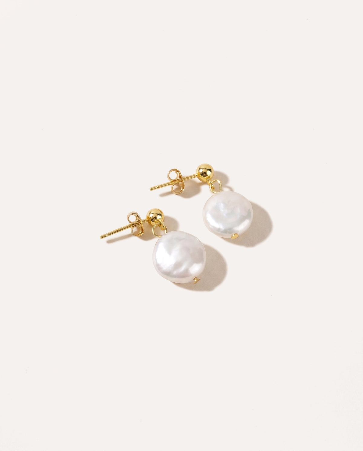 Round Button Pearl Earrings